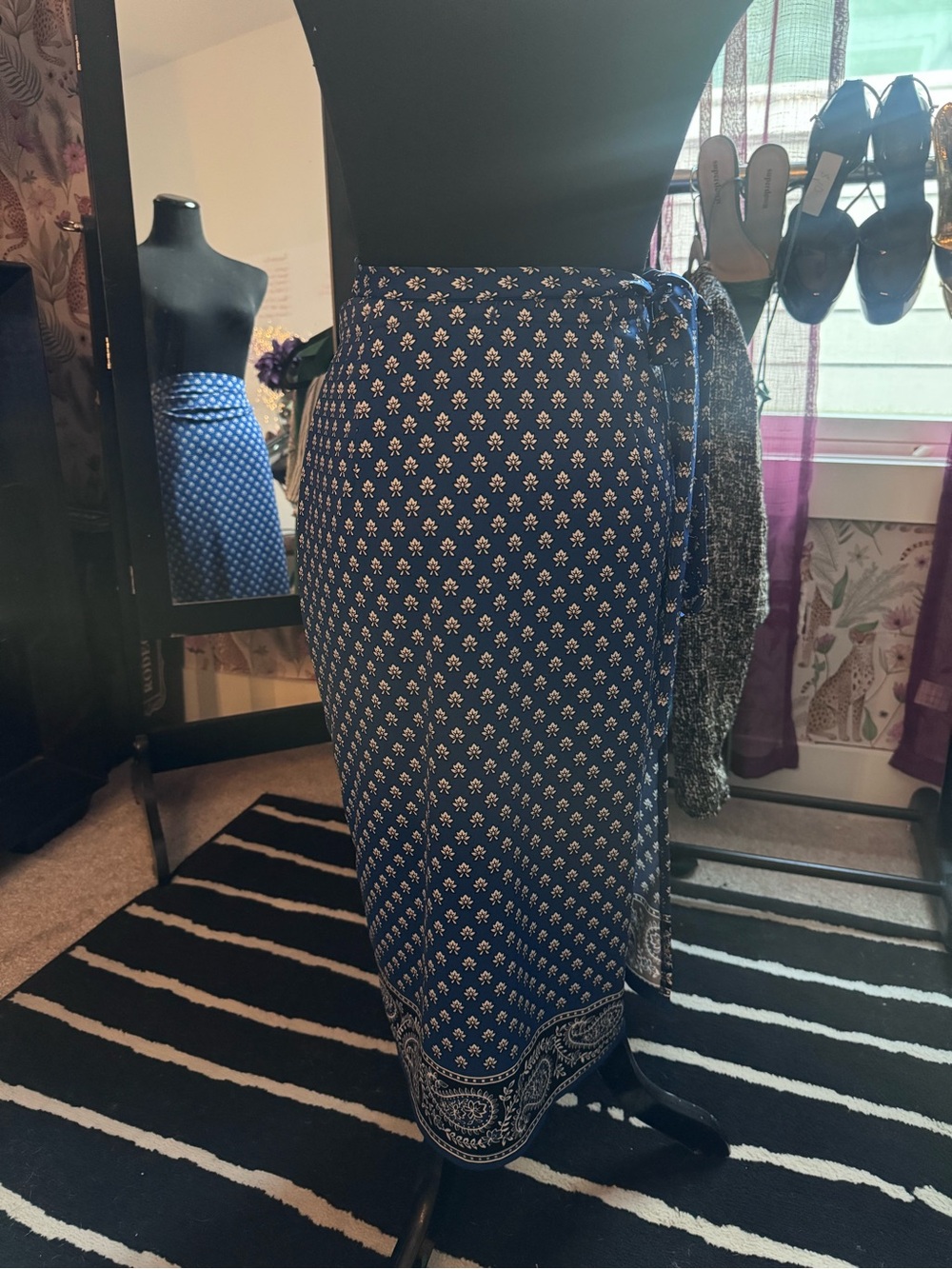 Michael Kors Blue Wrap Maxi Skirt